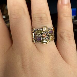 UNY JEWEL Ring Beautiful Multi CZ Twisted Cable Wire Designer